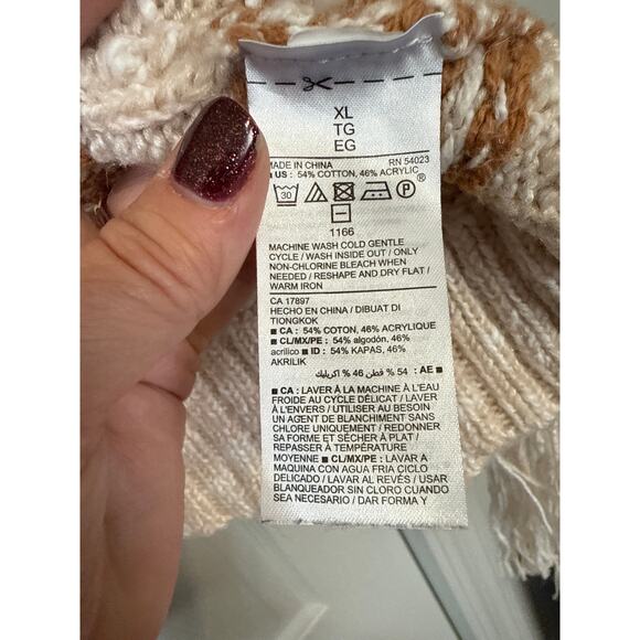 Old Navy Sweater Open Cardigan Fringe Drape Oatmeal SzXL - Picture 5 of 8